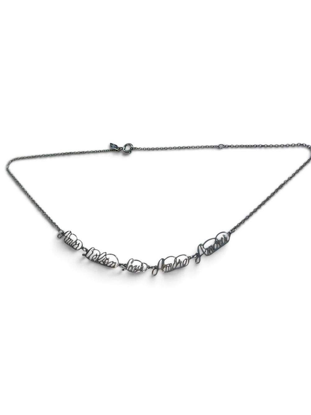 Vintage Sarah Coventry Silver Script Amor Love Necklace